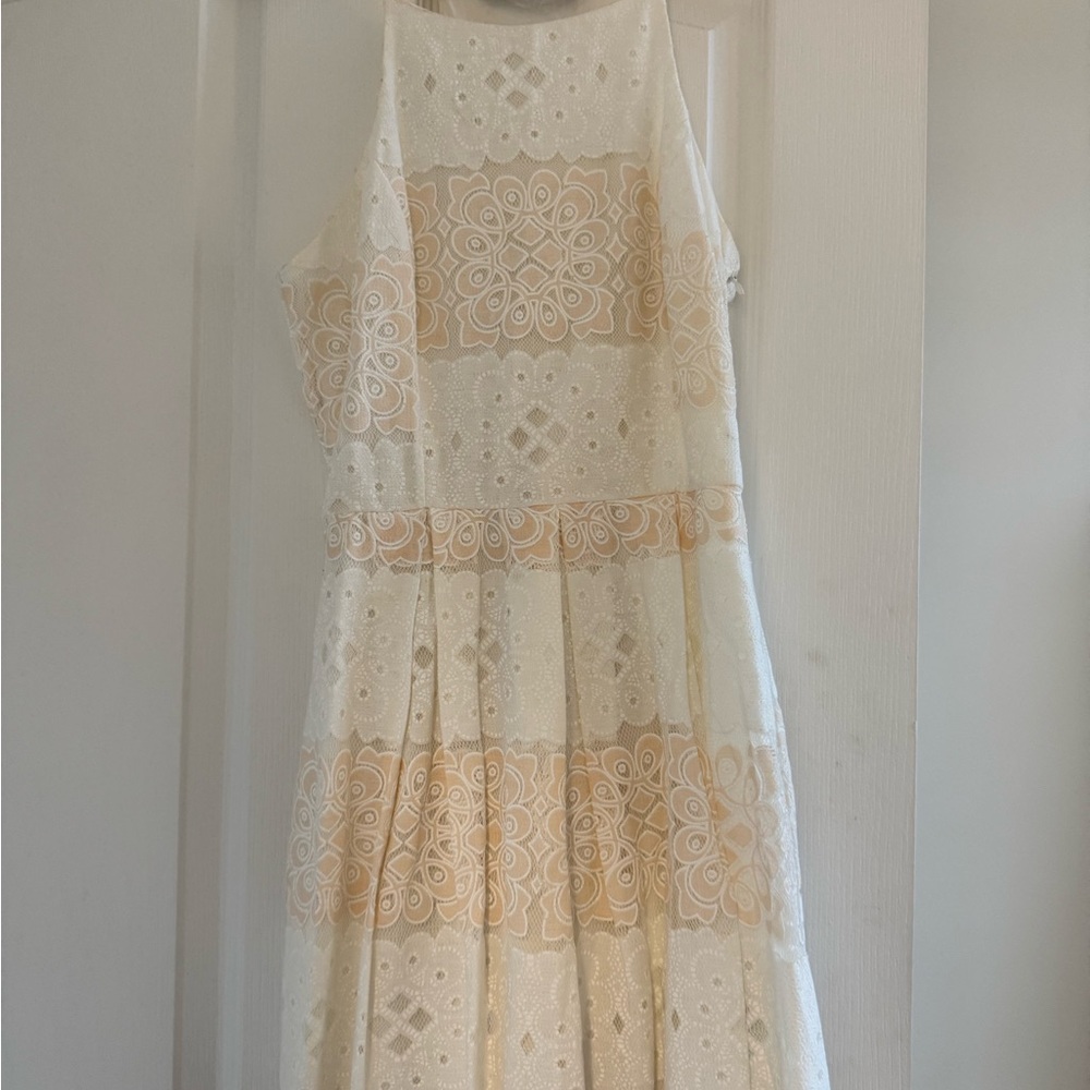 Lace cream and peach Sleeveless Dress